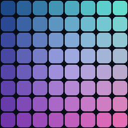 Stillform app icon made from a field of blue, violet, and pink tiles.